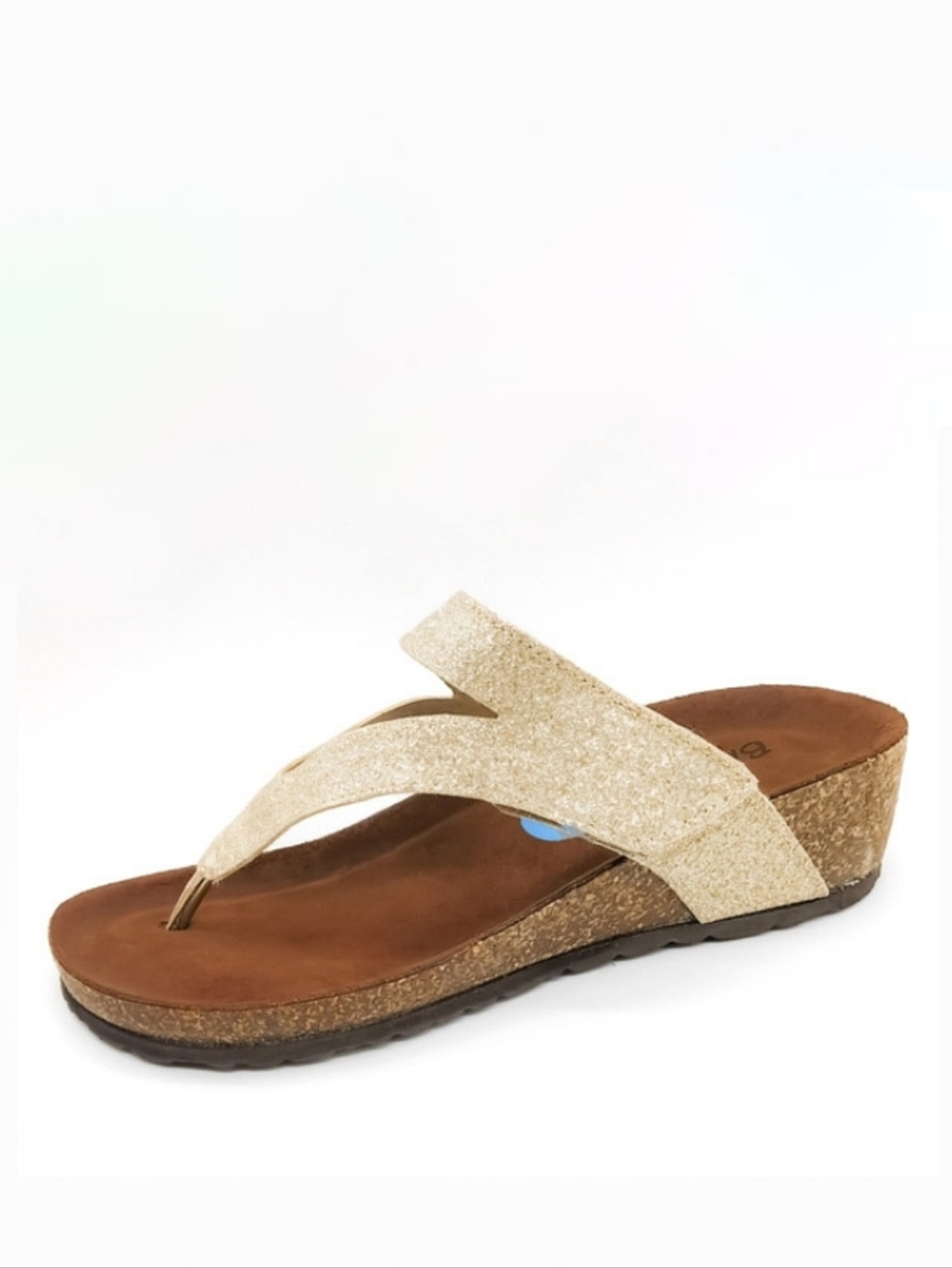 New Women's Italian Gold Dust Shimmer Eva Toe-Post Comfort Sandal By Bio-Gold